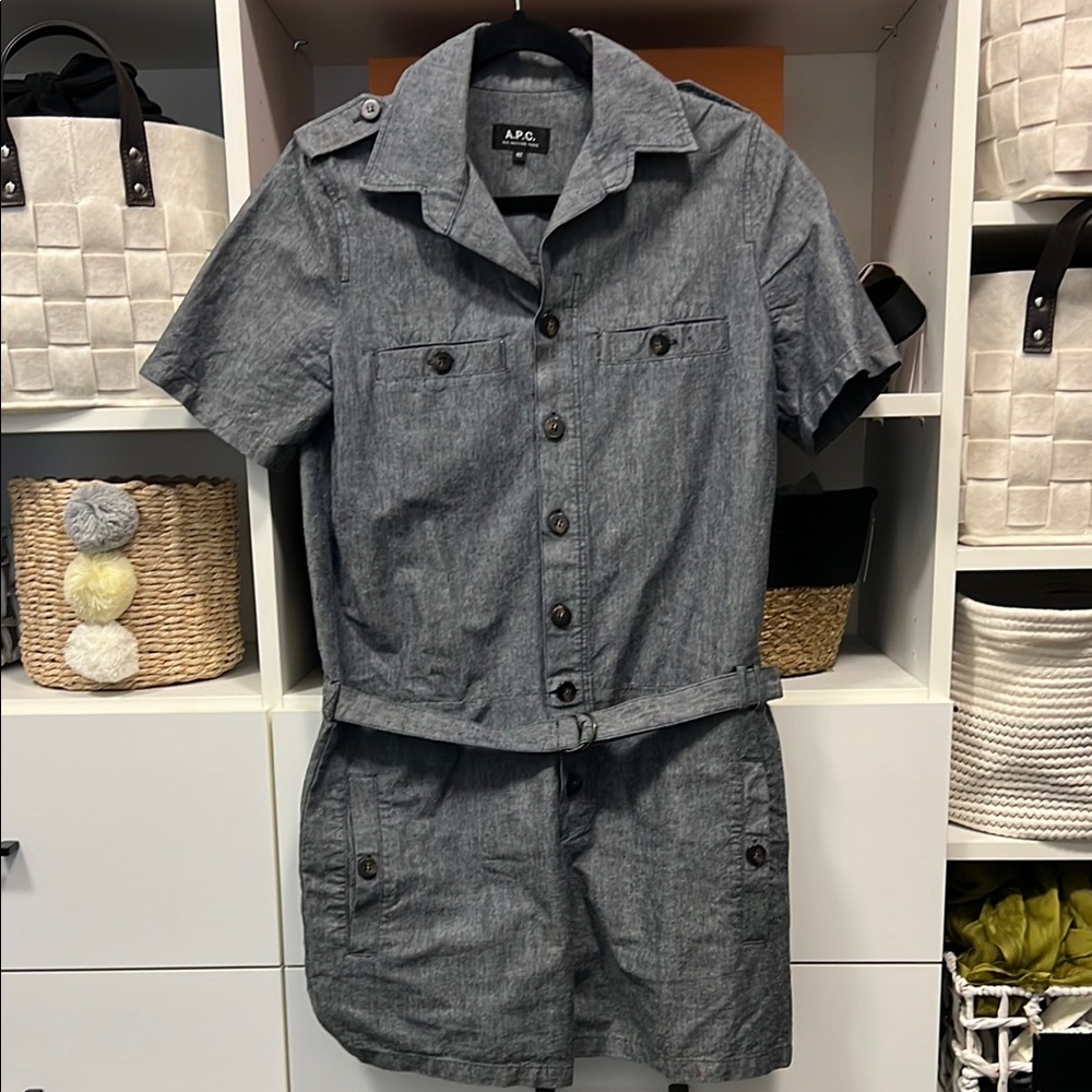A.P.C. Charcoal Button-Up Jumpsuit
